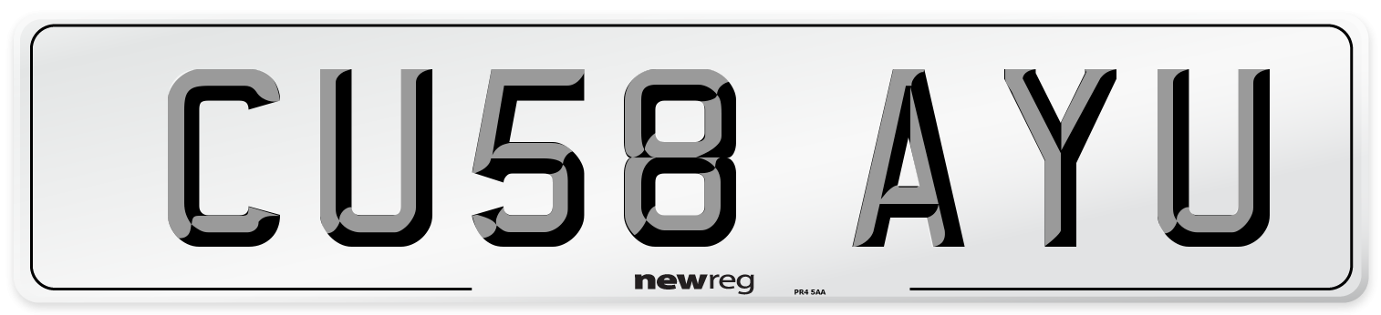 CU58 AYU Number Plate from New Reg